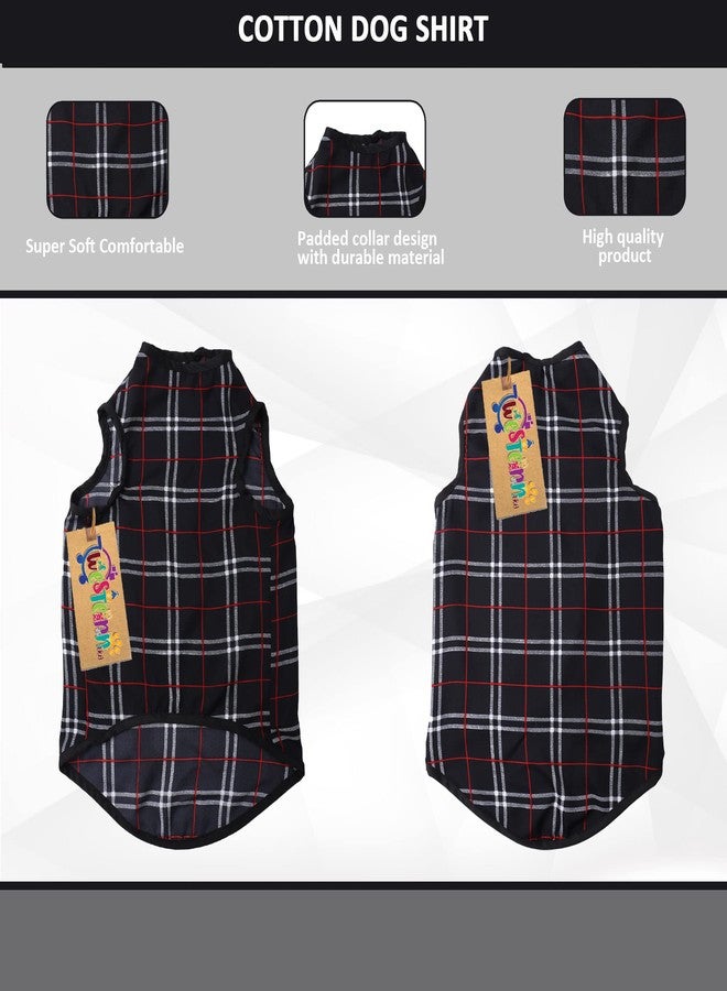 ويستيرن إرا تيشيرت قطني ناعم للكلاب بتصميم مستوحى من العصر الغربي | ملابس مريحة وجيدة التهوية للكلاب | طقم صدرية بدون أكمام للجراء | (طبعة مربعات) (مقاس كبير - 22 بوصة) - Image 4